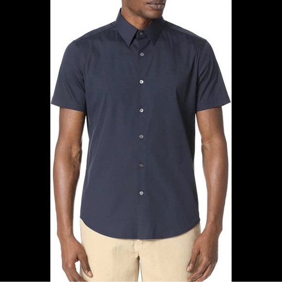 Theory Men's Dark Blue sylvain wealth Short Sleeve Shirt - Picture 2 of 9